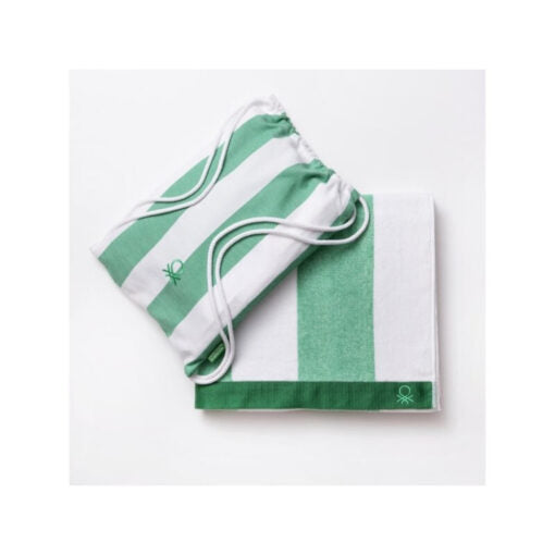 Benetton Rainbow 2PC Beach Towel Set 90x160cm with Bag Green